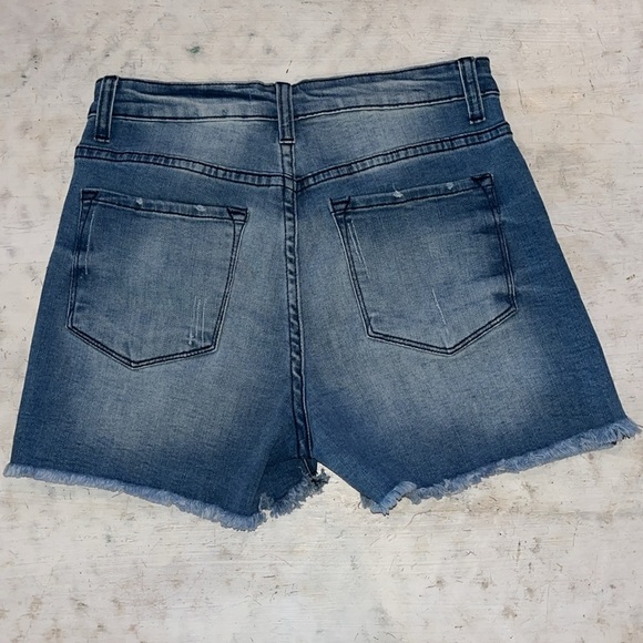Kancan Jean Shorts stretch high rise distressed frayed style KC11213L | sz 7/27 - Picture 5 of 7